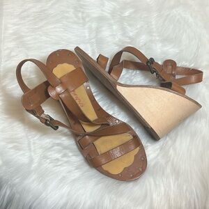 Foot Petals Tatiana Brown Strappy Wedge Sandal